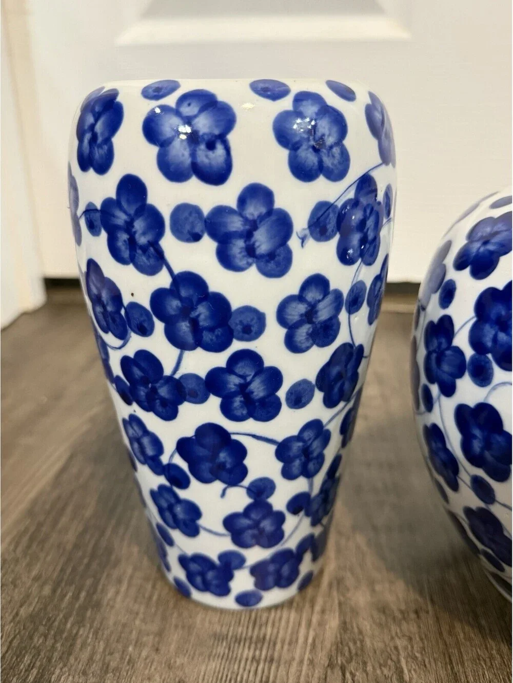 Vintage Pier 1 Blue and White Floral Flower Vase Planter Lot Of 3